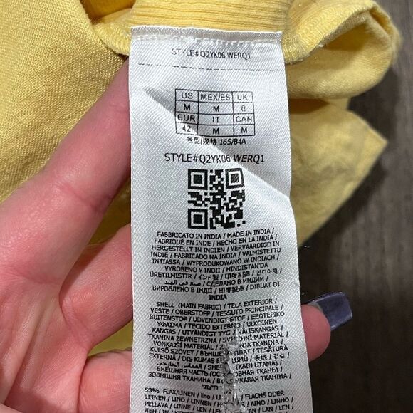 NWOT Guess Los Angeles Linen Blend Yellow Collared Utility Tie Waist Dress Sz M - Picture 8 of 9